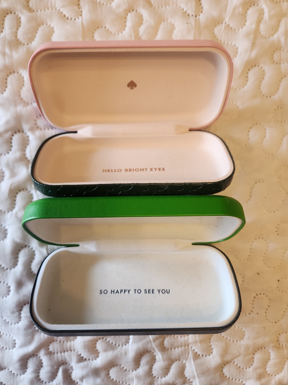 kate spade pink and green eyeglass cases set